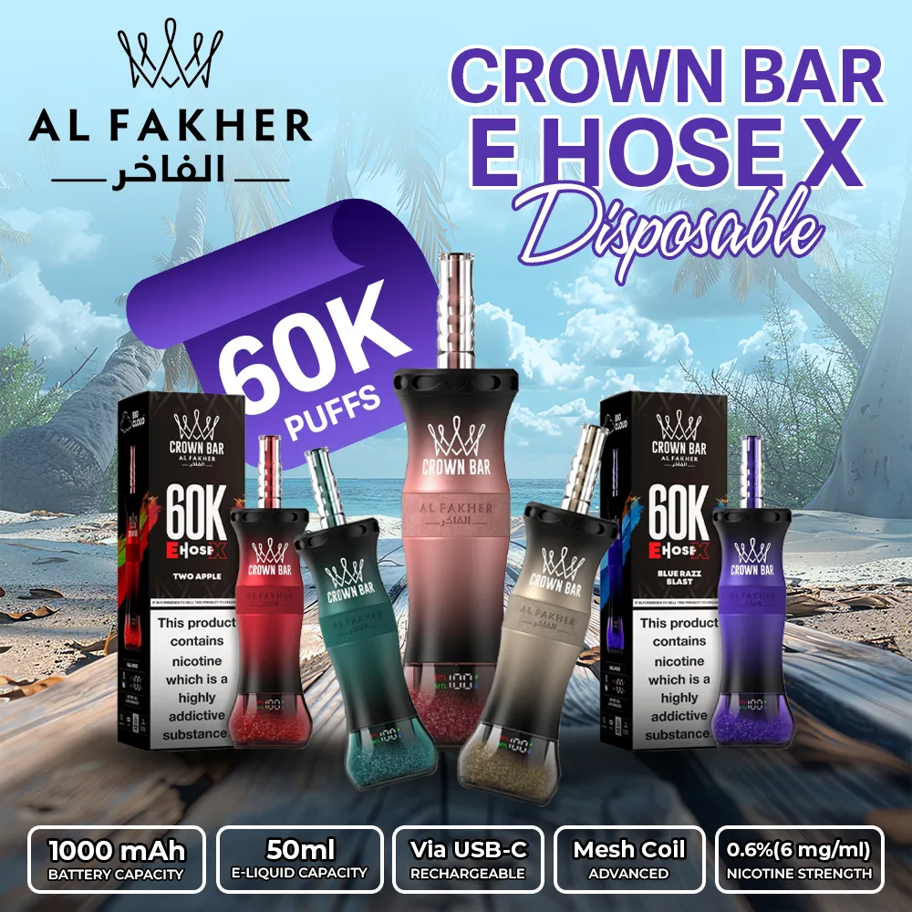 Al Fakher Crown Bar E Hose X 60k Puffs -10 packs (shipped from Overseas) - Lemon Mint