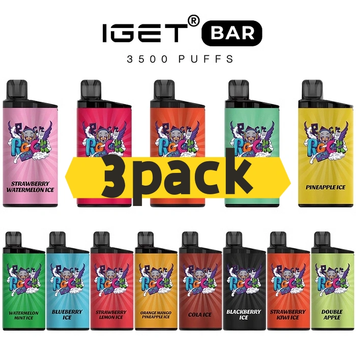 IGET Bar 3500 Puffs- 3 pack Multiple flavors - Strawberry Lychee Ice