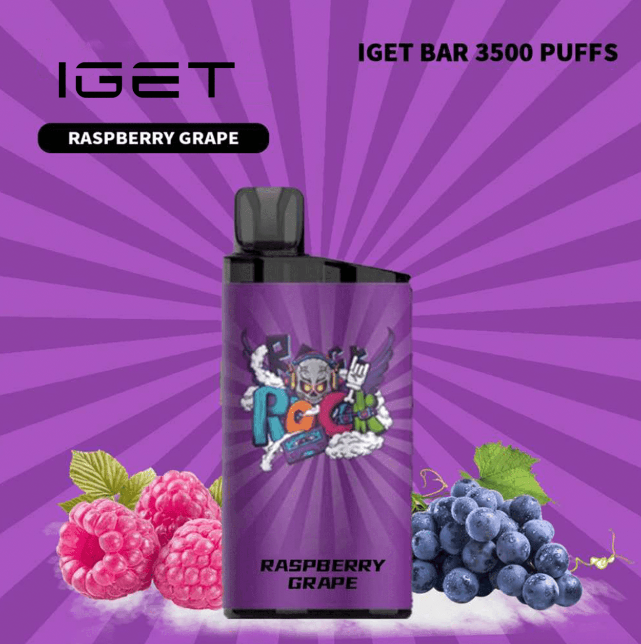 IGET BAR RASPBERRY GRAPE 3500 Puffs - Image 2