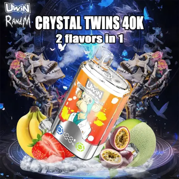 Uwin Twins crystal 40K Puffs-10 packs - Blueberry On Ice / Summer Peach Ice
